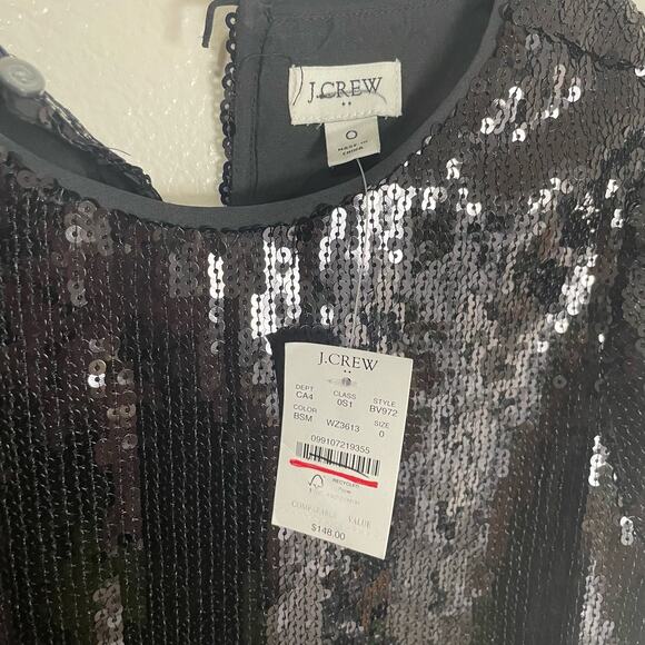 J Crew Sequin Short Sleeve Chic Party Mini Shift Dress US Women's 0 New - Picture 5 of 7
